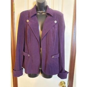 Sag Harbor Blazer Jacket Purple Career Office Button Front Size 14‎